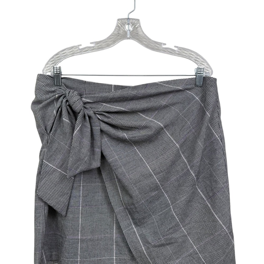 Who What Wear Womens Plaid Skirt Tie Front Asymmetric Hem Casual Back Zip Sz 14*